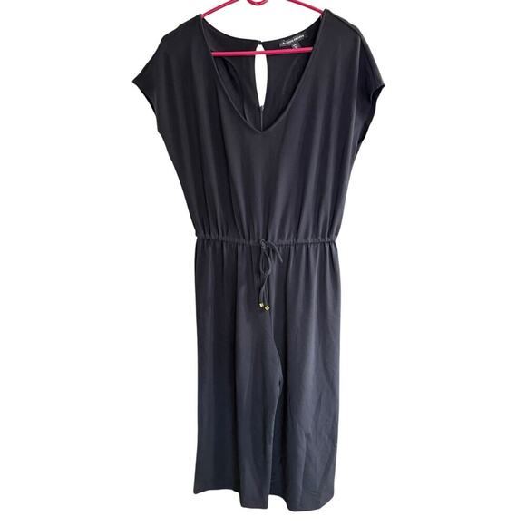 Boston Proper Pants - Boston Proper Crop Jumpsuit Black Women's Wide Leg M Whimsigoth Witchy Gothic